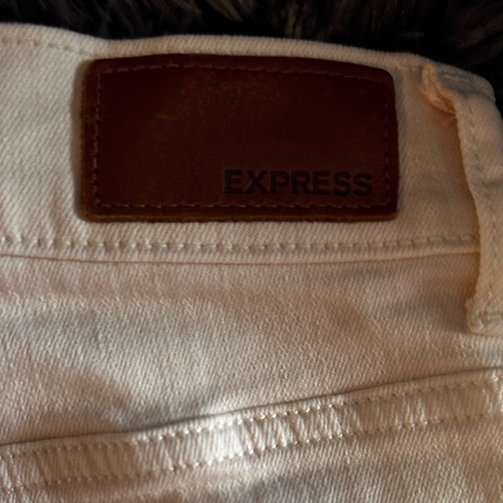 Express cream color denim straight‎ super high rise jeans size 4 - Picture 4 of 4